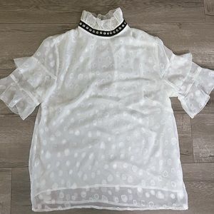 Religion We Live in Black Studded Neckline blouse
